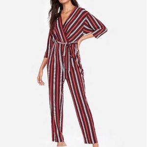 Express striped short sleeve jumpsuit (size XS)